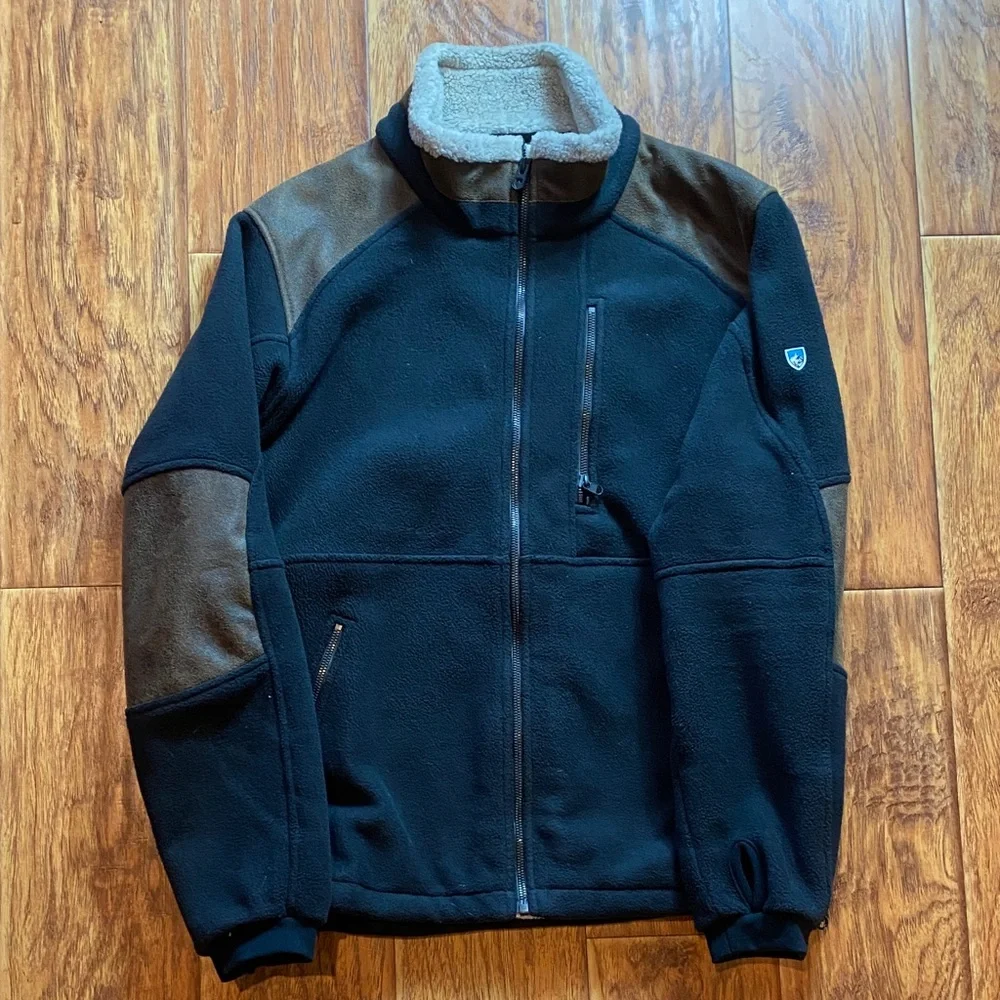 Kuhl mens medium black and brown zip up jacket